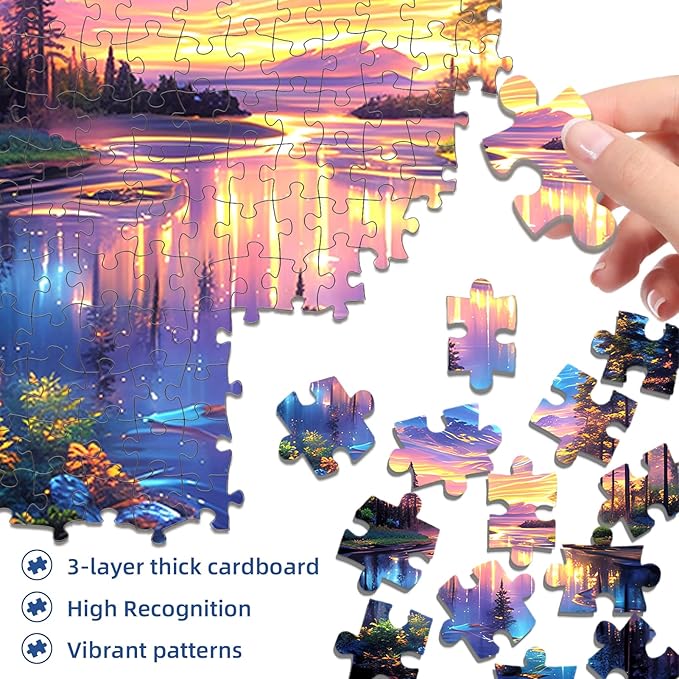Starry Aurora Lake Puzzles for Adults 1000 Pieces, ImpossibleHard Challenging Jigsaw Puzzles for Adults,Thick Pieces with Matte Finish,Relaxing Night Sky Wall Art Decor,Stress Relief Gifts for Mom Dad