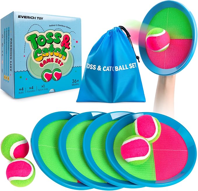 Upgraded Toss and Catch Ball Game Set, Outdoor Games for Kids Toys, Stocking Stuffers for Family Games, Beach Pool Yard Christmas Toys Birthday Gifts for Boys Girls 3 4 5 6 7 8-12 Year Old