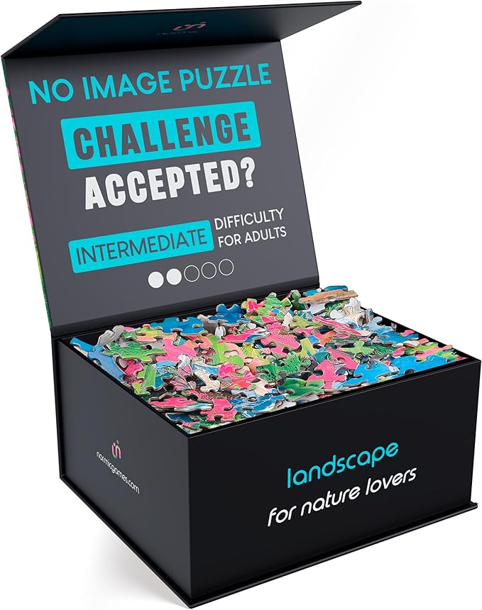 No Image Puzzle 1000 Irregular Pieces Extreme Difficult Jigsaw Challenge Adults Hardest Puzzle No Guide Ultimate Brain Teaser Intermediate Level Landscape Mystery Unique Gift