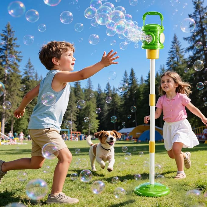 Bubble Machine for Toddlers 3-5, Bubble Blower Maker Lights Music with Remote Control, Standing Bubble Blower for Parties Birthday Wedding Toddlers Kid Summer Outdoor Toys