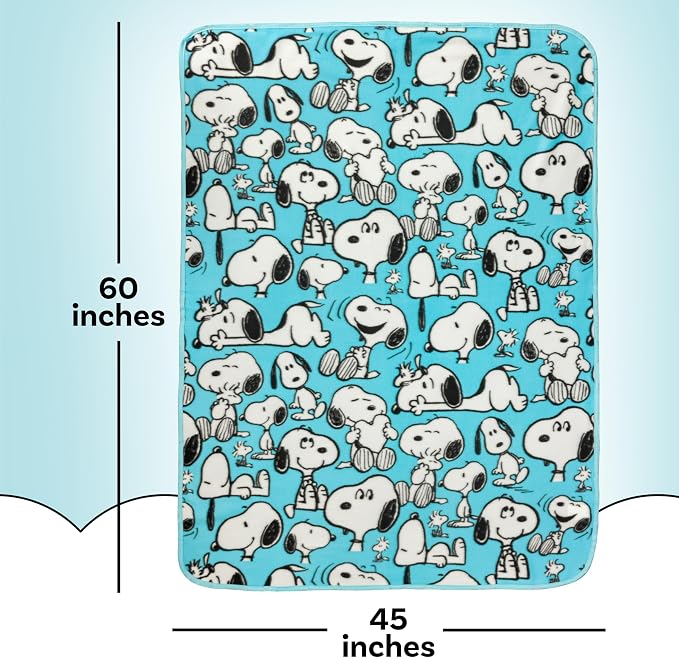 Silver Buffalo Peanuts Snoopy Multi Pose Expression 45" x 60" Fleece Throw, Soft and Cozy Blanket, 180 GSM