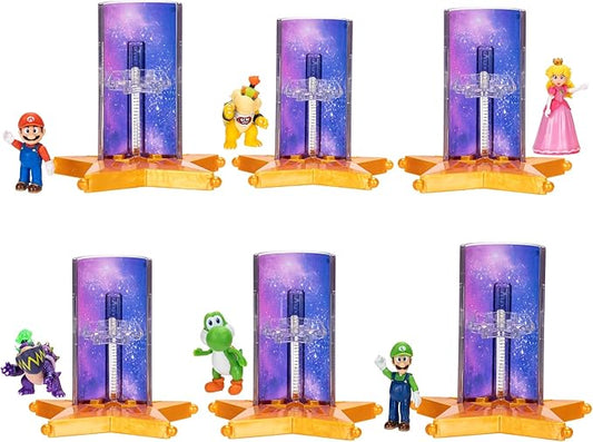 The Super Mario Galaxy Movie – 1.5” Mini Figures with Star Launcher Accessory 6-Pack Bundle - Includes Mario, Luigi, Yoshi, Princess Peach, Bowser Jr., and Wonder Bowser Jr.