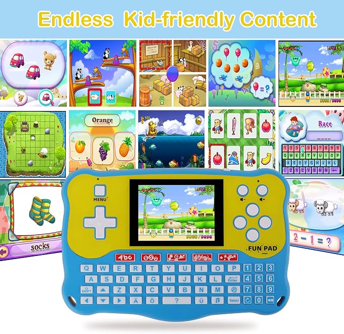 Kids Tablet/Baby Learning Pad with 102 Activities/Toddler Tablet with ABC/Words/Music/Math Interactive Educational Electronic Toys Gifts Handheld Game for Preschool Boys Girls Ages 3-12 (Blue-)