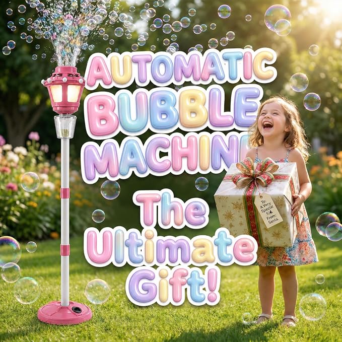 2Pack Bubble Machine for Kids, Rechargable Bubble Maker Bubble Toys with Light, Outdoor Battery Bubbles Blower Machine for Wedding Birthday Party