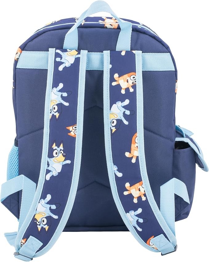 AI ACCESSORY INNOVATIONS Bluey Backpack for Girls & Boys, 16 Inch School Bag with 3D Molded Front Pocket, Blue