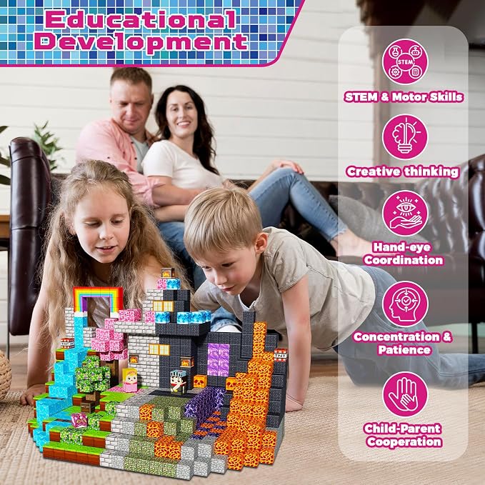 Magneverse 150 PCS 0.8in Magnetic Blocks - Magnet Toys, Magnetic Building Blocks Cubes, Stacking Magnets, Birthday Gifts for Age 3+ Years Old (Theme: Princess & Knight)
