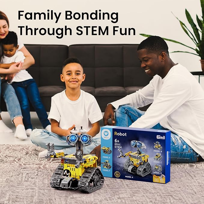 Sillbird Robot Building Kit with Remote Control Gifts for Kids Boys Ages 8-13, Coding STEM Robotic Racer Car Toys for Birthday, Build 6in1 Model with 631 Pieces