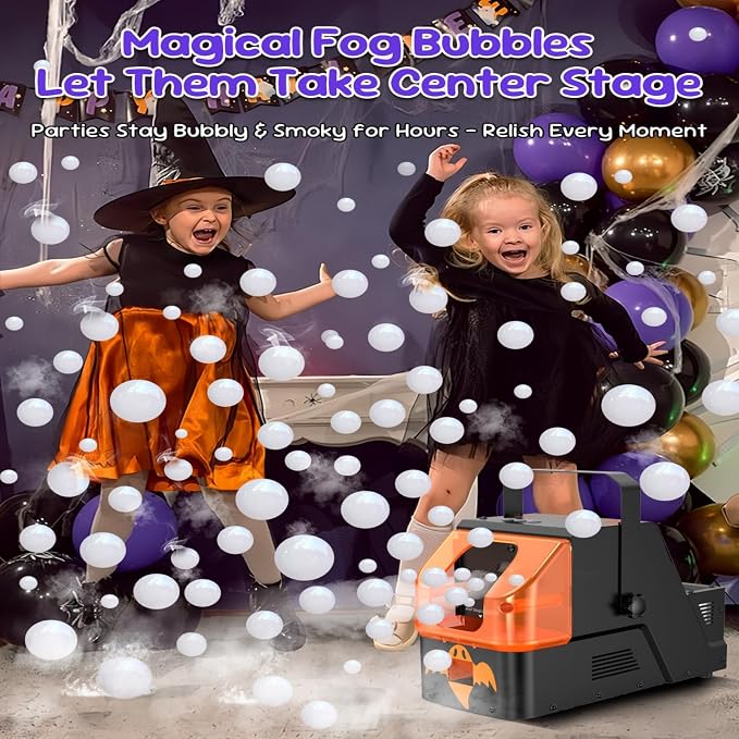 450W Fog Bubble Machine, WOOYE 3-in-1 Smoke Bubble Machine with Remote Controller, Produce Colorful Bubbles Foggy Bubbles Abundant Fog for Halloween Christmas Holiday Stages Wedding Clubs