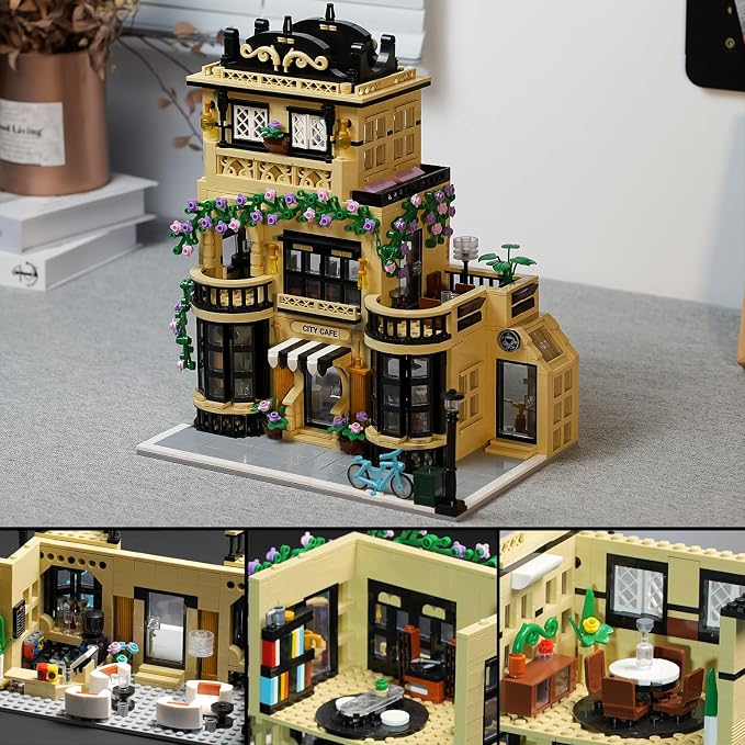 Flowers City Coffee Shop Building Set for Adutls,Architecture Building House Kit for Boys and Girls 8-14 Years 1443 pcs