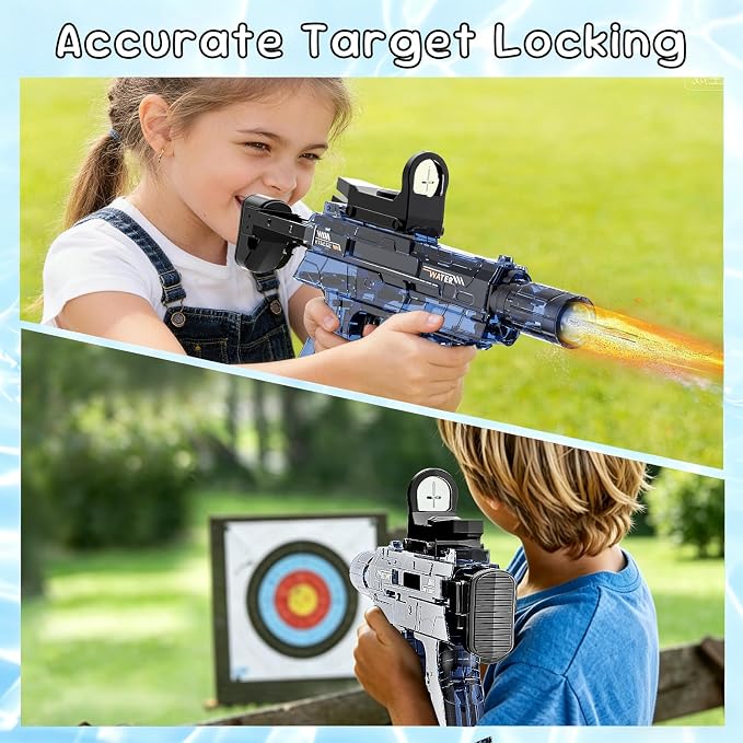 Electric Water Gun for Kids Adult, Automatic Squirt Pistol Guns with Large Capacity & 26-32FT Range, Rechargeable Watergun Toys for Pool, Beach, Backyard Summer Water Blaster Games, Blue
