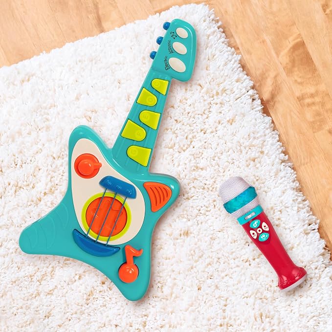 Battat – Toy Guitar for Toddlers, Kids, Children –with Songbook – Acoustic, Electric, and Song Modes – Lil' Rocker – 2+ Years
