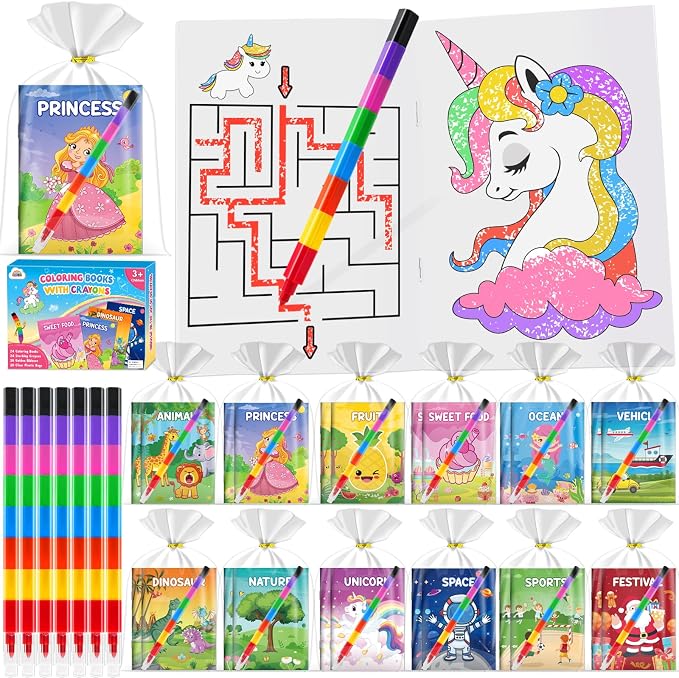 ZMLM 48 Pack Coloring Books for Kids with Crayons,Graduation Party Favors for Kids 4-8, Goodie Bags Stuffers for Toddlers, Classroom Prizes Birthday Return Gifts (Party)