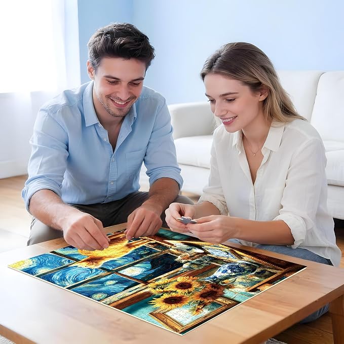 EIYRURU 500 Piece Jigsaw Puzzle for Adults –Van Gogh Starry Night Cat Jigsaw Puzzles 500 Pieces, Sunflower Artwork Puzzles for Adults 500 Pieces, Challenging Perfect for Game Nights, 20.5 X 15 in