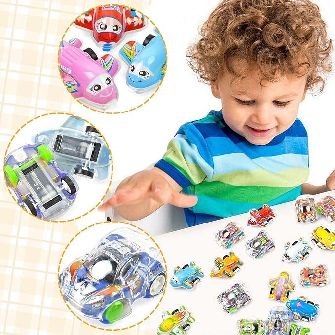 Vileafy 50 Pull Back Cars and Planes – Bulk Treasure Box Toys for Classroom, Party Favors for Kids 3-5, Carnival Prizes and Goodie Bags Stuffers for Boys and Girls 3-5 Years Old