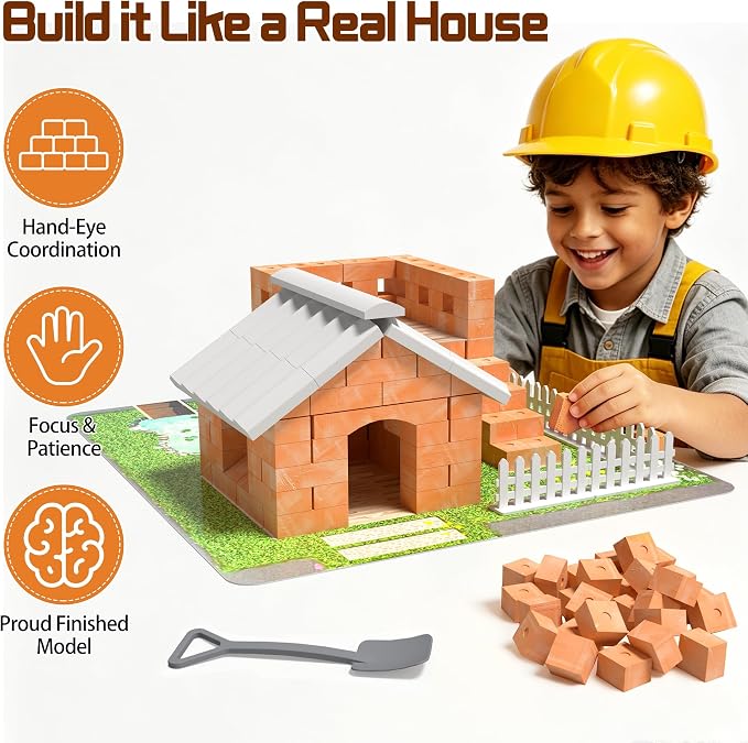 Mini House Building Kit for Kids Ages 8+, Tiny House Building Toy with Real Mini Bricks, STEM DIY Construction Set, Cottage House Architecture Craft Gift for Boys and Girls