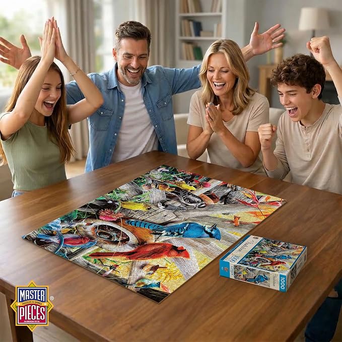 MasterPieces 1000 Piece Jigsaw Puzzle for Adults, Family, Or Youth - Backyard Birds - 19.25"x26.75"