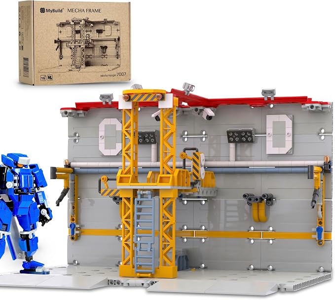 MyBuild Mecha Hangar 7007 – Robot Building Kit, Modular Mecha Base & Multi-Level Display System, Maintenance Bay for Mech Builds, Compatible with 7006 & 7008, Ages 16+