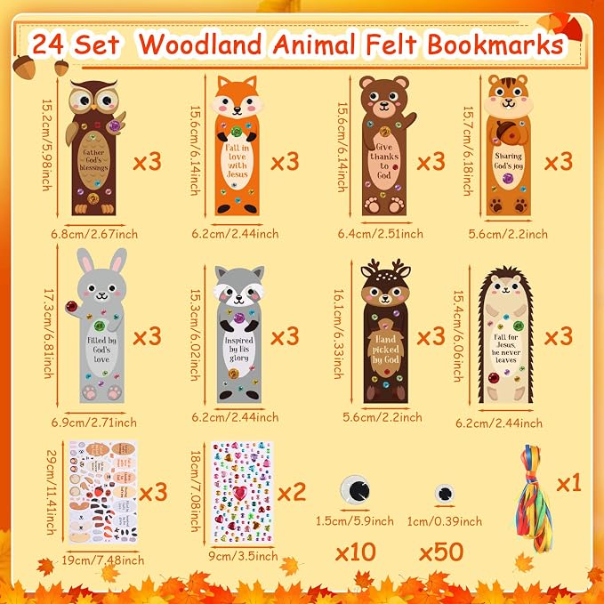 Capoda Summer Bookmark Craft Kits Felt DIY Make Your Own Bookmark with Tropical Fruits Pool Beach Foam Stickers for Classroom Activities Reading Camping Reward Party Favors(24,Animals)