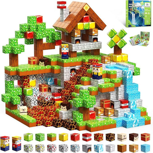 Magnetic Blocks, 100PCS Magnetic Building Blocks, Stacking Magnetic for Kids, Sensory Toy for STEM Constructions Magnetic Blocks for Boys Girls Age 3+, Holiday Birthday Gifts