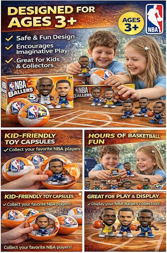 ZURU 5 Surprise NBA Ballers Series 2 Official NBA Collectible Figures & Accessories – Surprise Unboxing Basketball Sports Toy (4 Capsules)