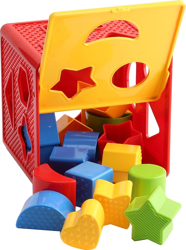 Play22 Baby Blocks Shape Sorter Toy - Childrens Blocks Includes 18 Shapes - Learning Color Recognition - Colorful Sorter Cube Box - My First Baby Toys - Toys Gift for Boys & Girls
