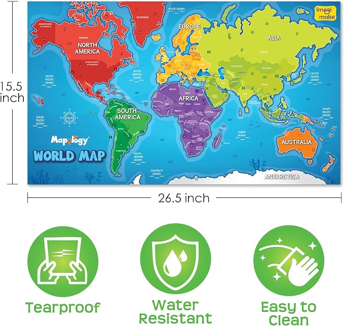Imagimake Mapology USA Map with Reusable Stickers | 100+ Jelly Stickers | Geography Games & Learning Kids Toys Age 5-8 | Gifts for Boys & Girls Age 5,6,7,8,9,10,11,12 Years Old