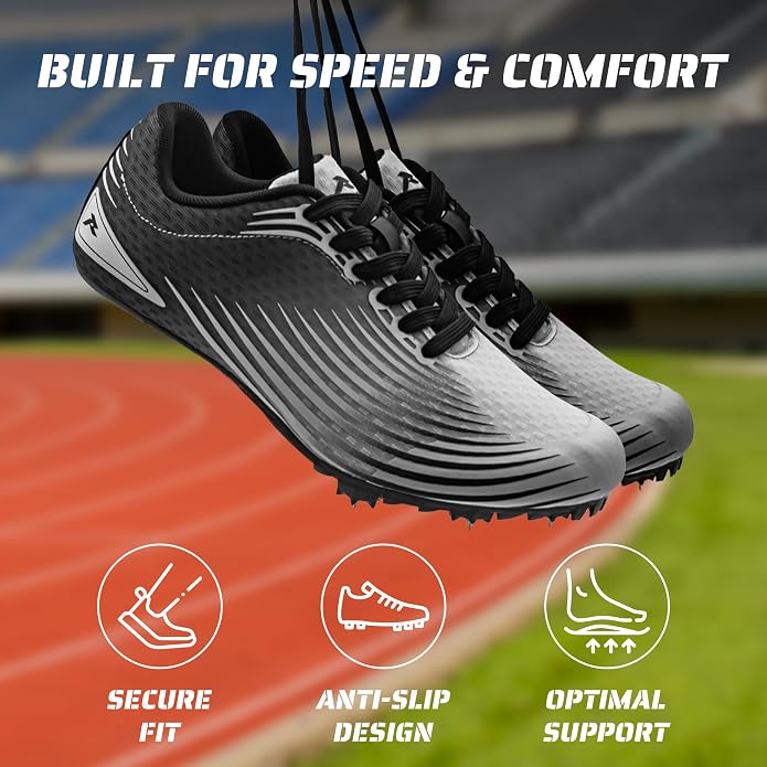 RUNIC Track & Field Shoes for Men, Women & Kids – Pro Running Spikes for Sprint, Race & Training – 7 Spikes + Extra Spikes & Wrench (US Men Size)