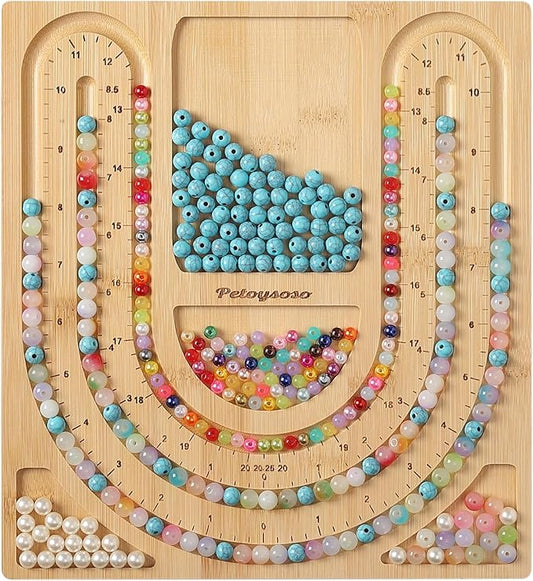 Petoysoso Bamboo Bead Board for Jewelry Making - Necklace and Bracelet Beading Board - Jewelry Making Supplies