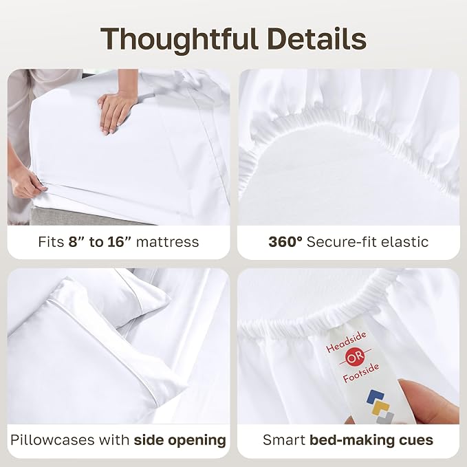 California Design Den Pack of 2 Queen Bedsheet Sets - 400 Thread Count 100% Cotton Sateen - Soft and Breathable Sheets, 2 Sets of Deep Pocket Bed Sheets - Bright White