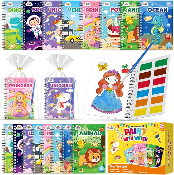 ZMLM 32 Water Coloring Books for Kids Party Favors Ages 4-8 - Bulk Birthday Gifts, Goodie Bag Stuffers, Mini Arts and Crafts Coloring Books for Kids, Classroom Prizes for Boys and Girls