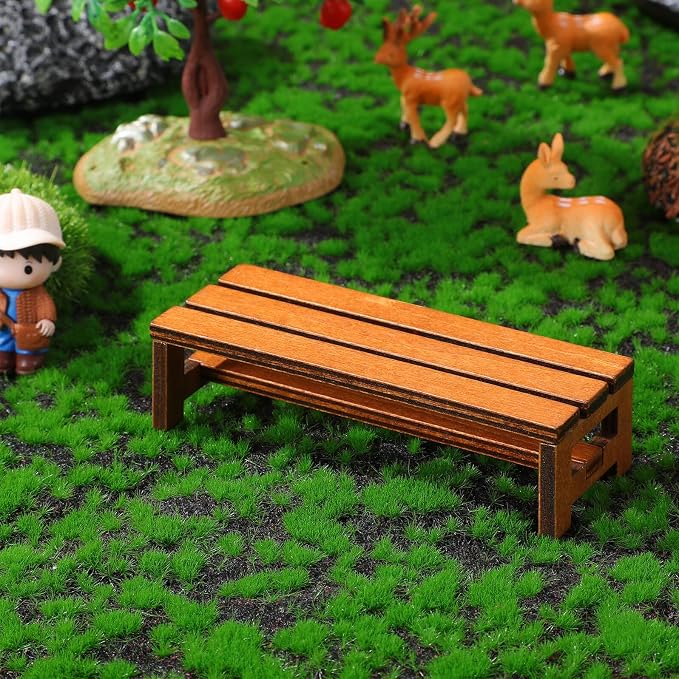 Uonlytech 2Pcs Wooden Mini House Bench Miniature Furniture for Dollhouse Decorative Miniature Bench Model for Bedroom and Dining Accessories