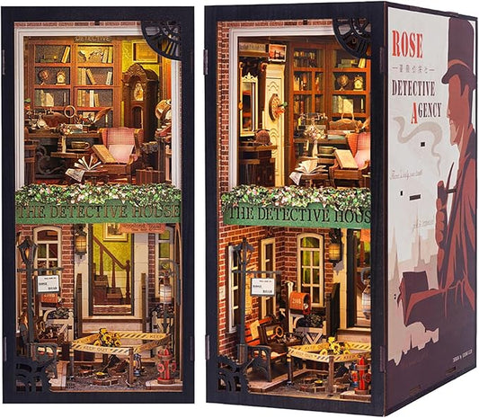 CUTEBEE Book Nook Kit - DIY Miniature House Dollhouse Kit for Adult and Teens, Booknook Bookshelf Decor Alley Model Build with LED Light, Gifts for Family and Friends