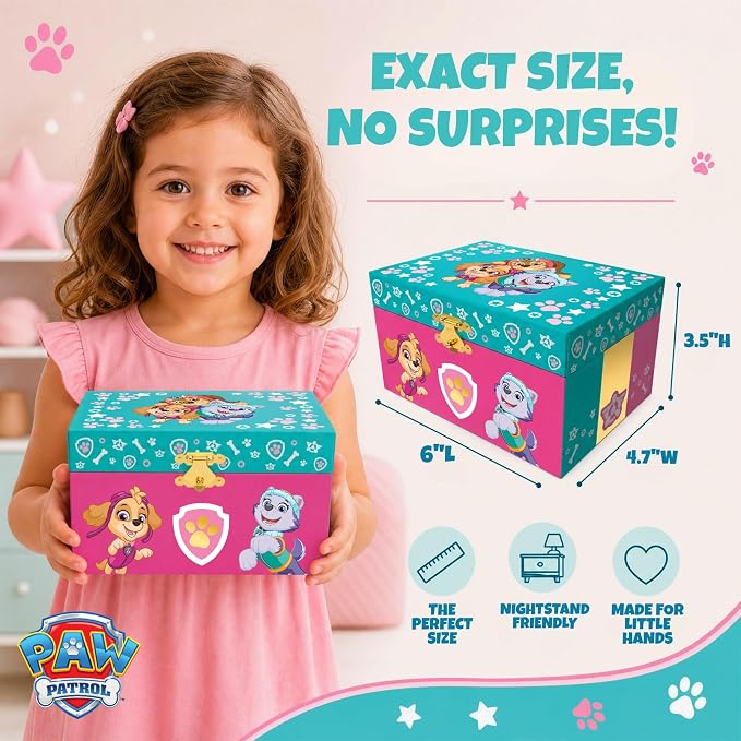 Paw Patrol Jewelry Box for Girls Musical Jewelry Box with Spinning Skye Figurine, Paw Patrol Toys for Kids Ages 3-5