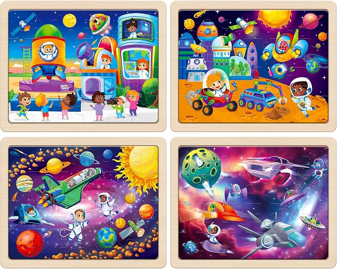 SYNARRY Large Space Planets Solar System Wooden Puzzles for Kids Gift Box(12.2 * 9.4 in), Puzzles for Toddlers 3-5, Puzzles for Kids Ages 4-6, Wood Toys Gifts for 3 4 5 Year Old Boy Girl