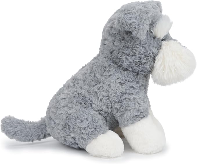 WEIGEDU Schnauzer Stuffed Animal Plush Dog Toy, 10.6 Inch, Grey | Soft Puppy Plushie, Huggable Sitting, Realistic, Cuddle Toy Gift