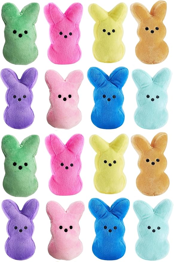 16PCS Easter Stuffed Bunny Plush Toys,Easter Bunny Bulk Stuffed Animals Plushie for Kids Boys Girls Toddler,Easter Basket Stuffers Egg Fillers