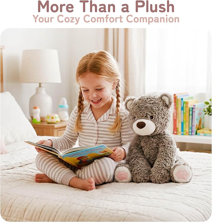 Niuniu Daddy 14" | 3.5 Pound Teddy Bear Weighted Stuffed Animals for Kids Adults, Sitting Brown Teddy Bear Weighted Plushies Toy, Calming Sleeping Body Pillow Huggable Gift for Christmas Holiday