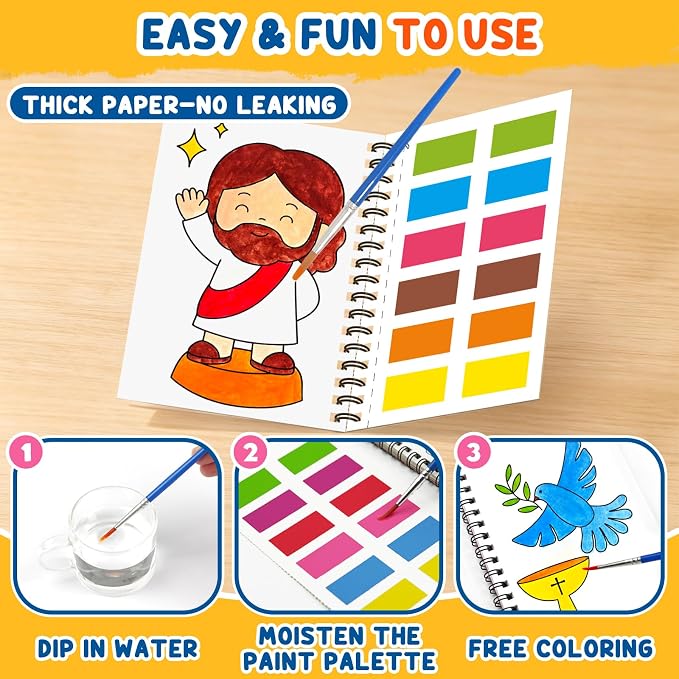 ZMLM 24 Water Coloring Books for Kids Party Favors - Bulk Mini Coloring Books for Kids Ages 4-8,Small Birthday Goodie Bag Stuffers School Teacher Return Gift Art Crafts Classroom Prizes (Christian)