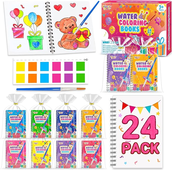 Coloring Books Party Favors for Kids - 24 Pack Mini Water Coloring Books Paint Sets for Kids, Goodie Bags Stuffers Students Classroom Gifts Bulk, Easter Basket Stuffers Bulk