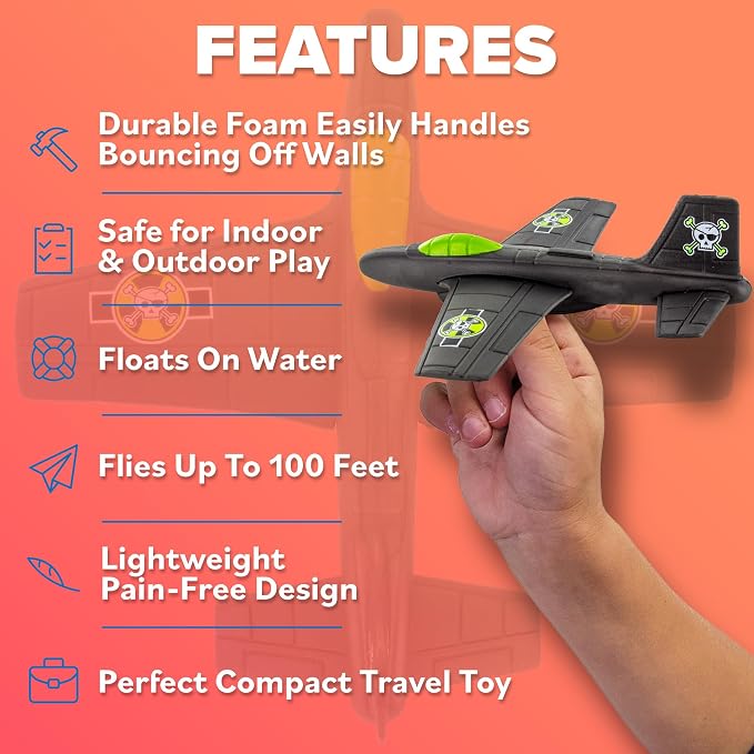 Toy Airplane For Kids - Summer Basket Stuffers for Kids - Durable EVA Foam Plane - Airplane Toy Stocking Stuffers - Small Gifts For Boys & Girls 2026 Foam Glider Plane - Fun Kid Glider Airplanes Toys