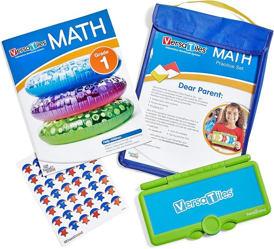 hand2mind VersaTiles Math Practice Take Along Set for Grade 1, Homeschool Curriculum, Math Workbook for Students, Elementary Classroom Must Haves, First Grade Learning Activities