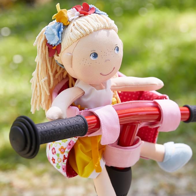 HABA Soft Doll Bike Seat – Baby Doll Accessories for Toddler and Seat Attachment for Scooters, Trikes & Bikes for Toddlers 18+ Months, Fits Most Plush Toys Up to 15”