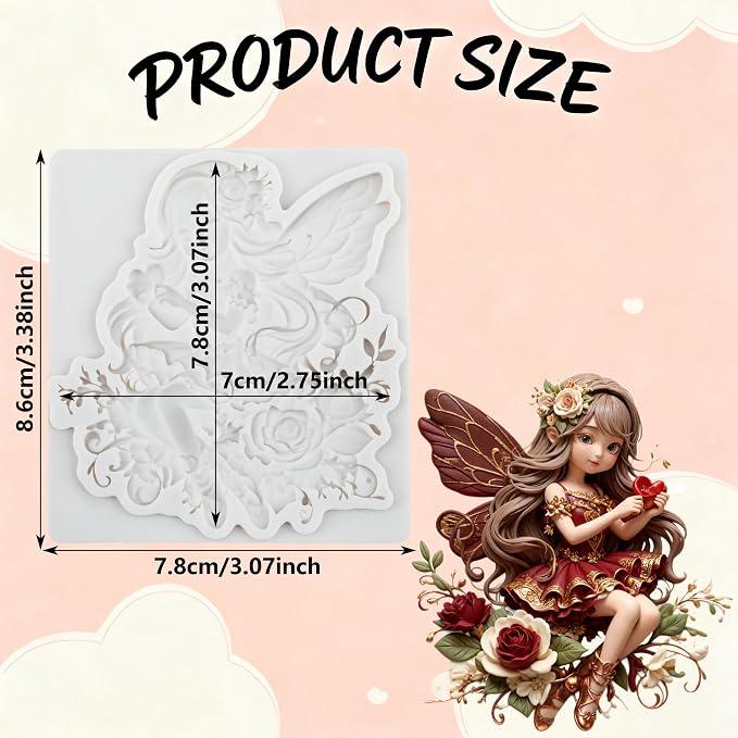 Flower Fairy Polymer Clay Molds Butterfly Fairy Silicone Mold for Epoxy Resin Casting DIY Crafts Air Dry Polymer Crafts Supplies Clay Tools