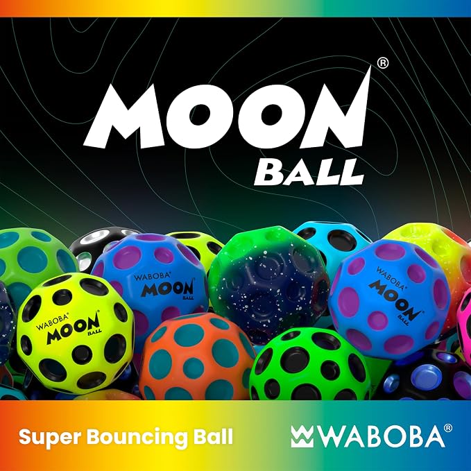Waboba The Original Moon Ball - Hyper Bouncy Ball – Makes Pop Sound When Bounced - All Ages Extreme Bounce & Fun - Perfect for Active Play & Indoor or Outdoor Games