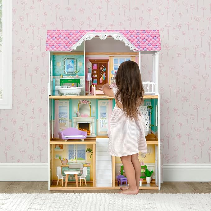 Delta Children MySize Dollhouse - Large 3-Story Dollhouse with 7 Rooms Includes 12 Accessories - Fits 12-inch Dolls - Pretend Play Dream Gift for Ages 3+