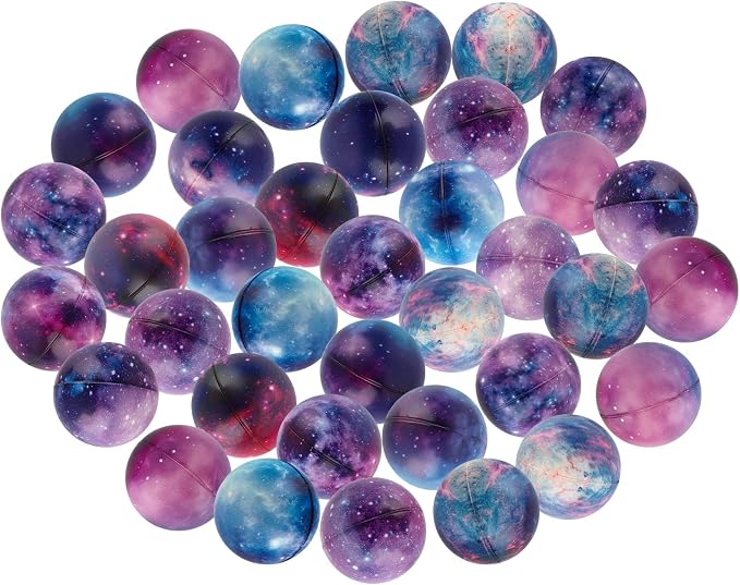 Hooqict Mini Galaxy Stress Balls 25 Pack Foam Stress Ball Space Party Favors Small Soft Squeeze Ball for Kids Adults Stress Relief Toy Goodie Bag Stuffers Gift Bag Fillers School Classroom Prize