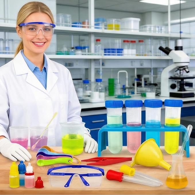 33PCS Lab Science Experiments for Girls and Boys Learning Kits for Junior Chemistry Beakers and Test Tubes Fun Experiments for Students Activities Science Project Classroom Gift for Curious Minds