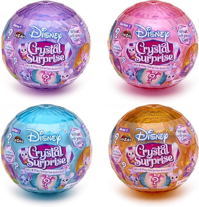 Cra-Z-Art Disney Crystal Surprise Series 1, Mini Collectible Crystal Figures with Activity Compound, Collectible Blind Bag Inspired Figures, Kids Toys for Ages 3 and Up (Pack of 2)