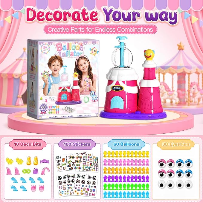 Innofans DIY Balloon Craft Kit with Sticker Decorated Balloons Toy for Kids, Craft Kit for Kids 4-8, Arts & Crafts Girls Toys, DIY Creative Activity, Christmas Birthday Gifts for Girls Boys Ages 3+