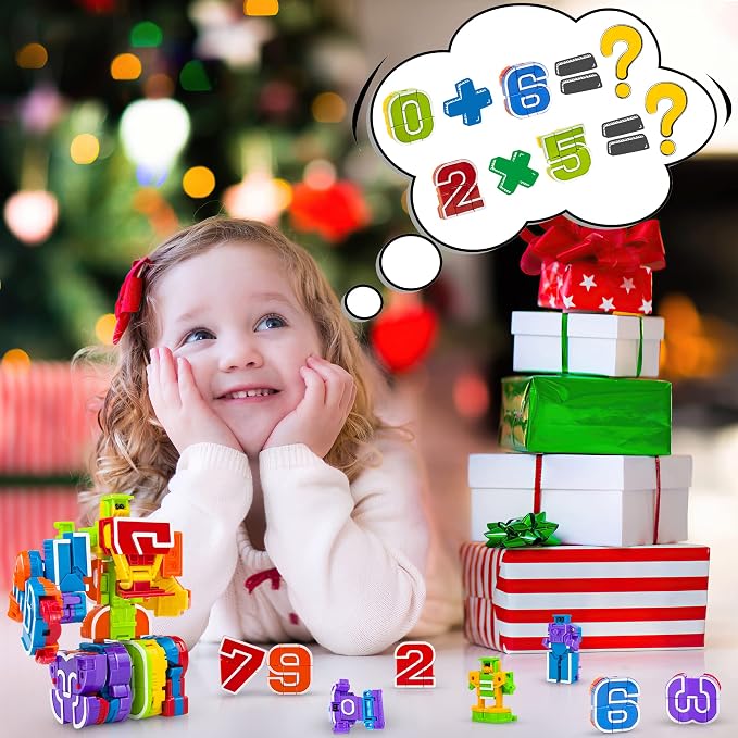 Lydaz 10 Pcs Number Robots Toys for Kids, STEM Educational Learning Action Figure Toys, Number Blocks Bots, Action Figures Toy, Preschool Math Toy, Birthday Gifts for Boys Girls 3 4 5 6 Years Old